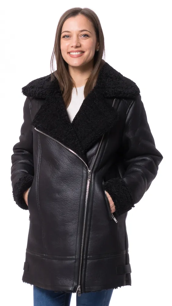 Delia schwarz Webpelz Jacke in Lammfell Optik von ROCKANDBLUE