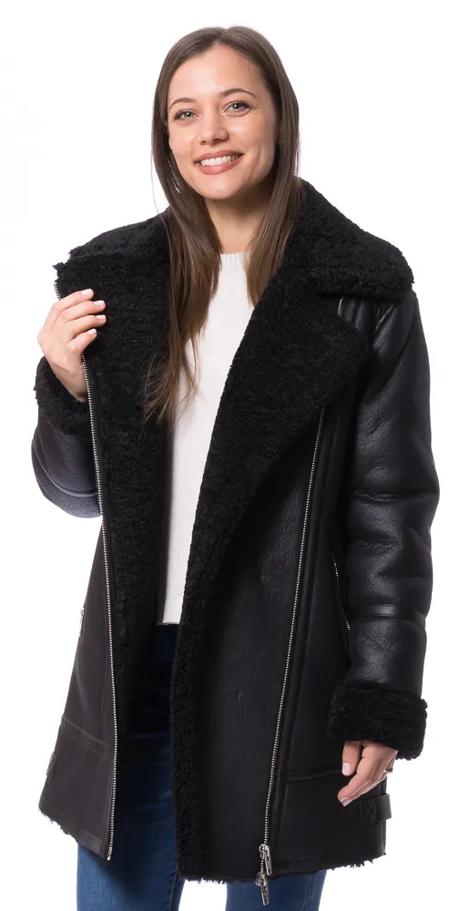 Delia schwarz Webpelz Jacke in Lammfell Optik von ROCKANDBLUE
