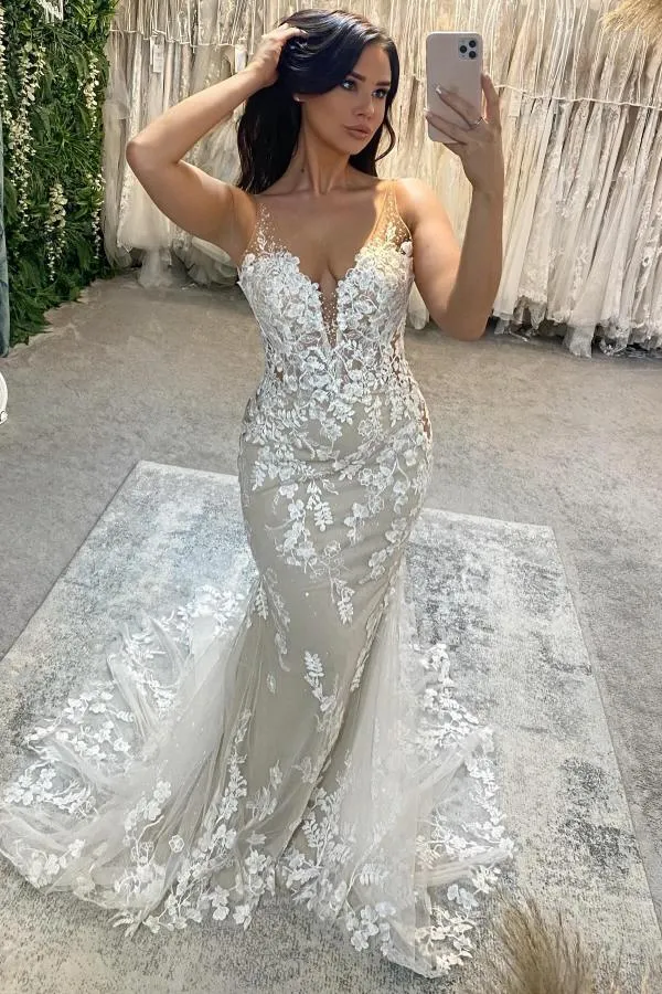 Designer Brautkleider mit Spitze | Hochzeitskleider Meerjungfrau Stil