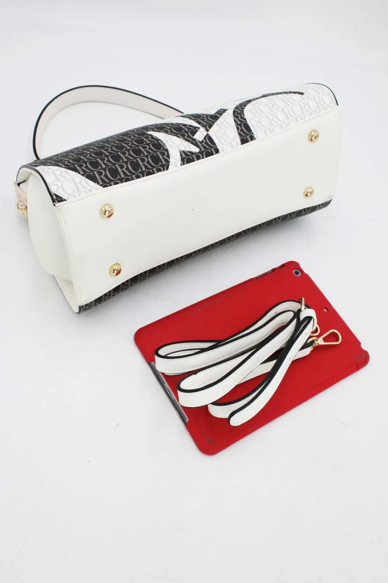 Handtasche-Monogramm-Muster-Goldrahmen