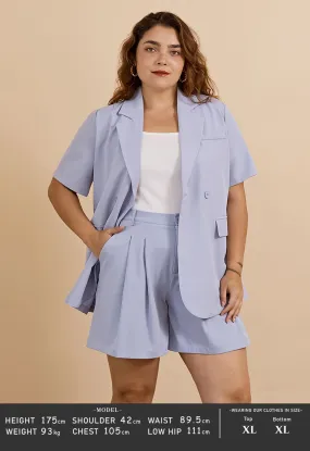 Klassischer Kurzarm-Blazer mit fallendem Revers in Blau