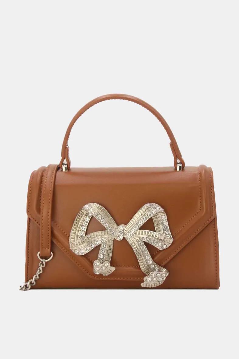 Mini-Handtasche mit diamantverzierter Fliege