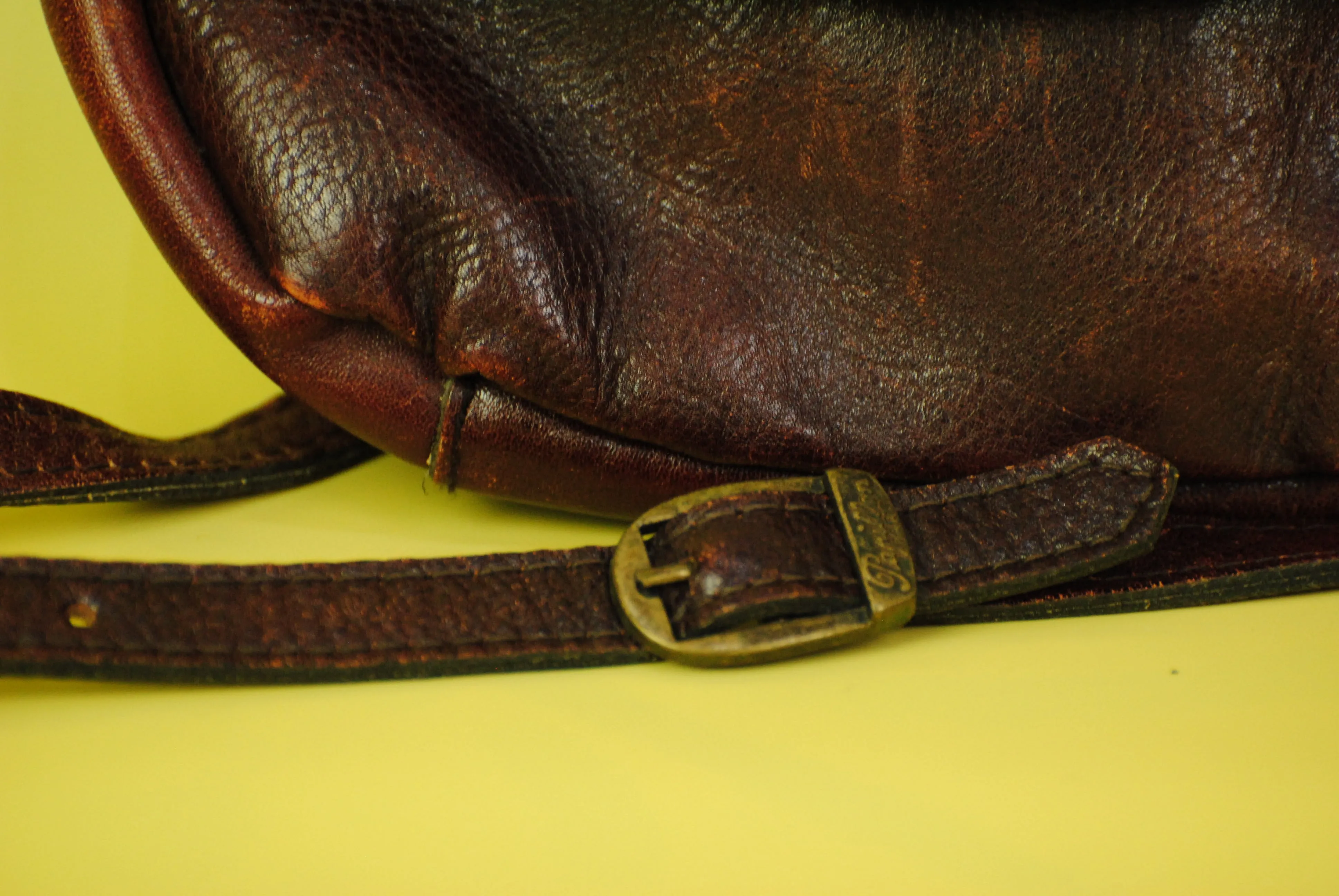 Papillon Vintage  Leder Handtasche in braun