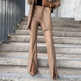 PU Lederhose Elegant und Festlich in Beige Creme