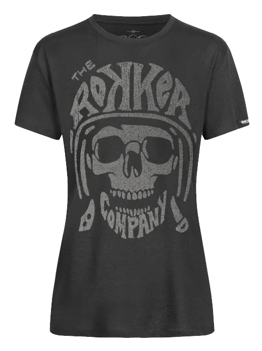 Rokker Damen T-Shirt Skull schwarz