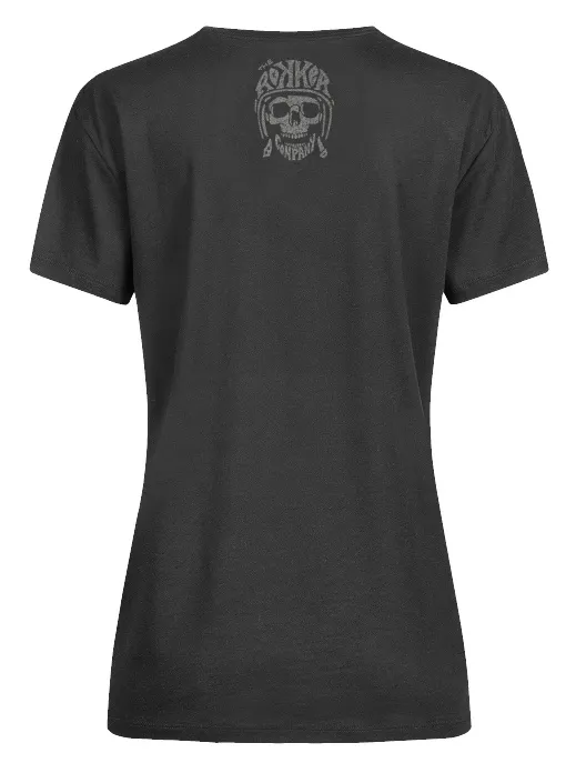 Rokker Damen T-Shirt Skull schwarz