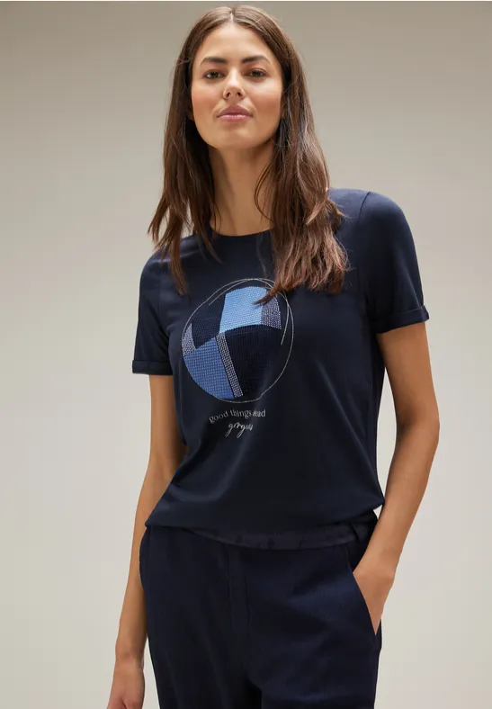 Street One T-Shirt mit Steinchendeko 