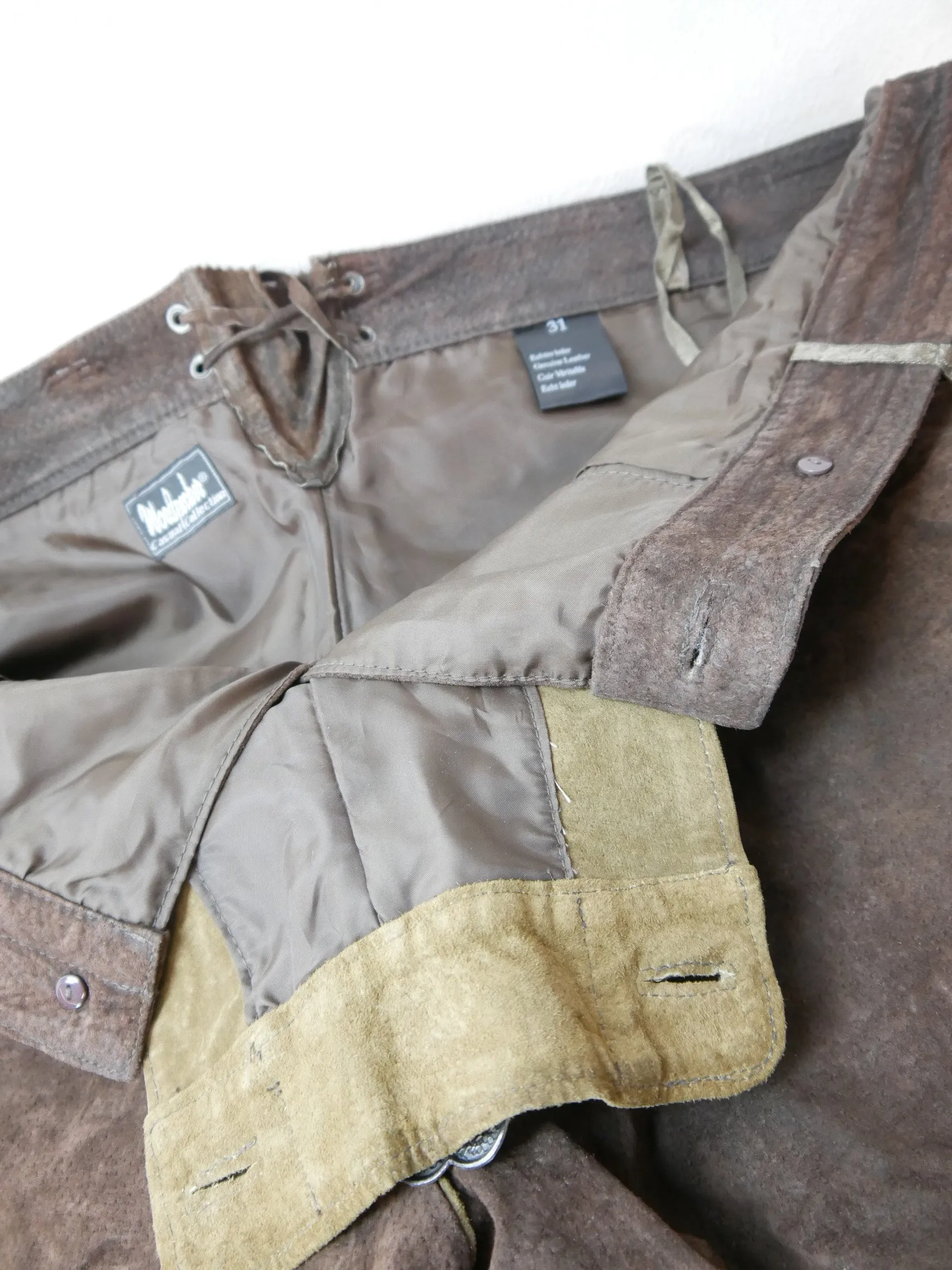Woodpeaker kommerzielle Oktoberfest Lederhose leichte Kniebund braun Gr.31 / 62